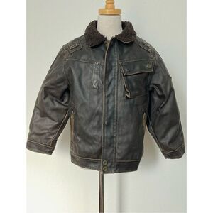Hawke & Co. Toddler Boys 5 Faux Leather Aviator Jacket